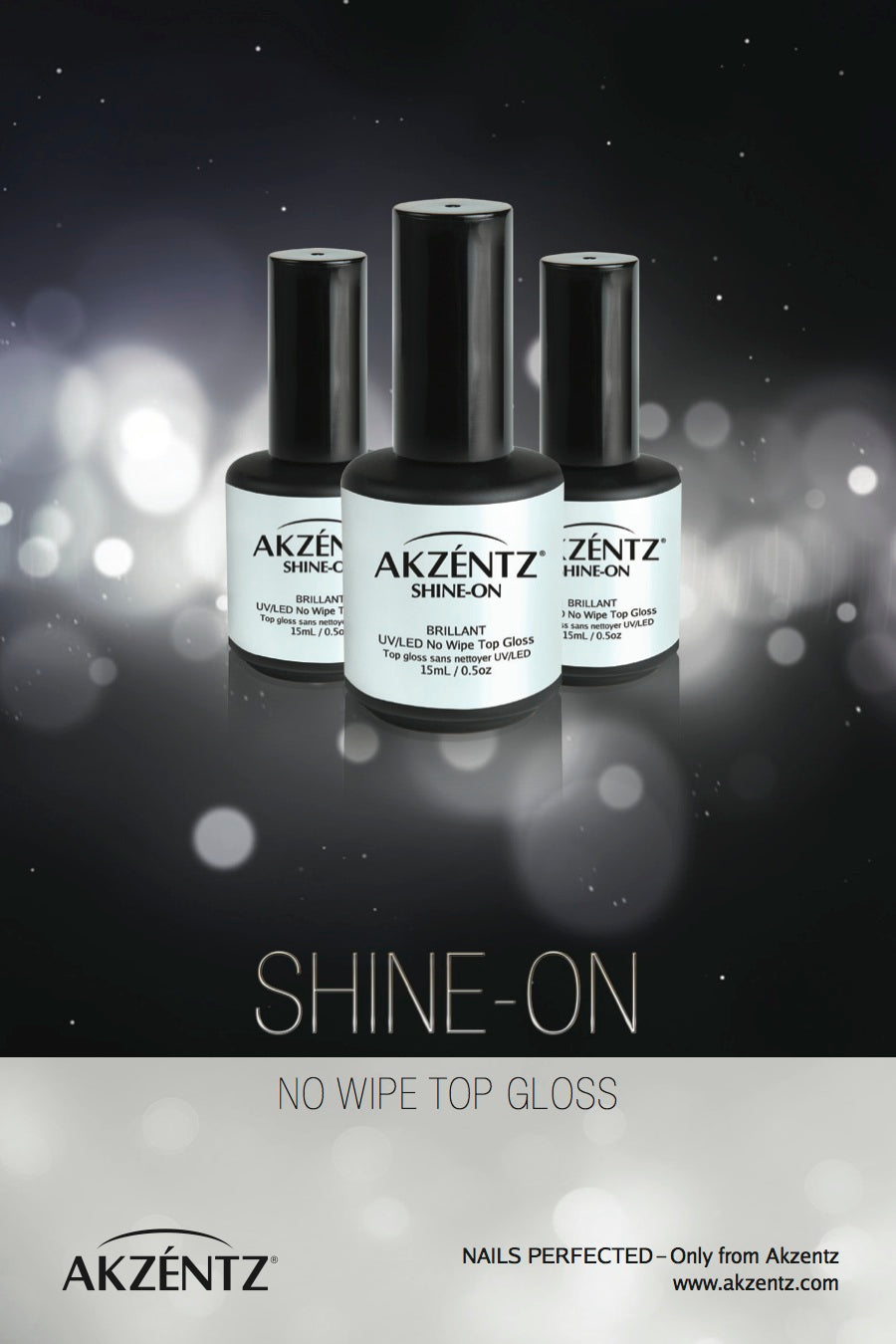 Akzentz Shine On Top Gloss, No Wipe Gel Top Coats - Gellipop